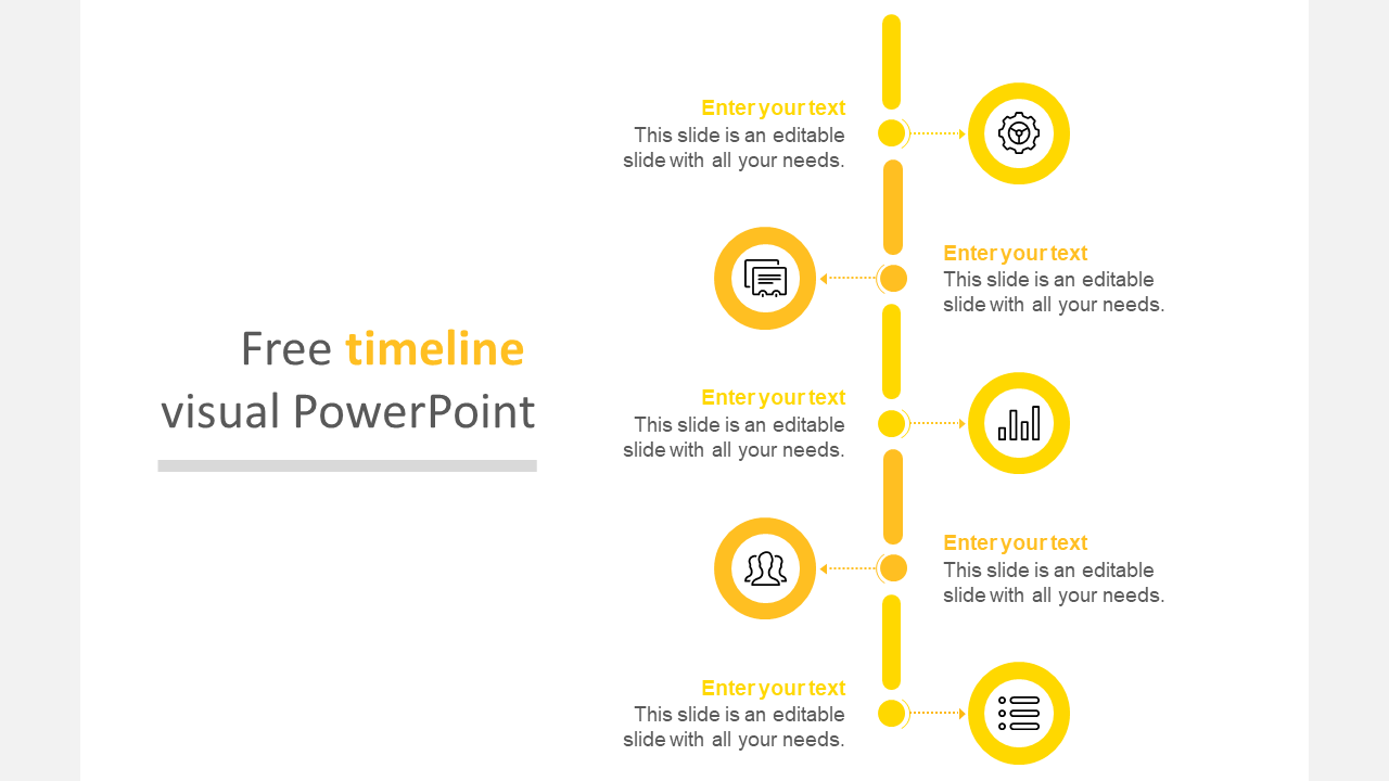 Free timeline visual powerpoint-yellow